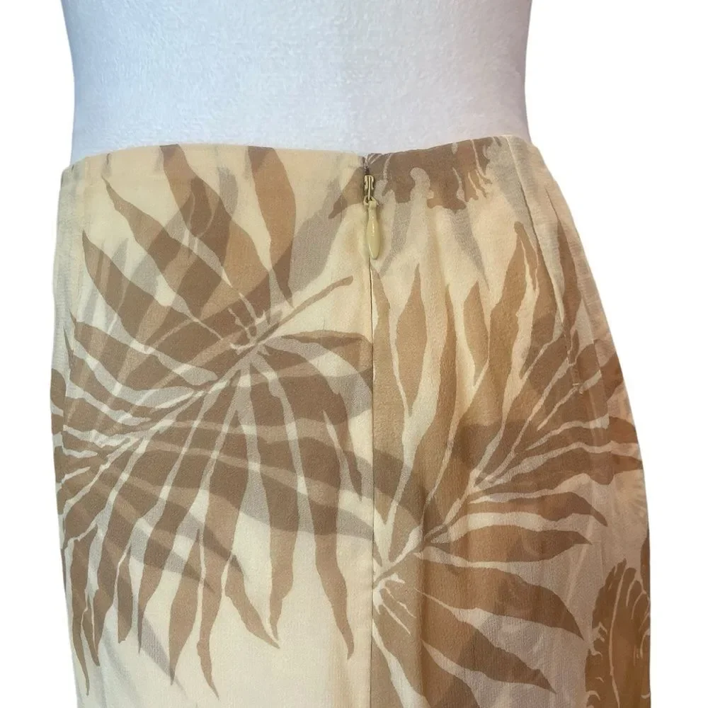 Dana Buchman Silk Maxi Skirt Tiered Layered Ruffled Tropical Print Size 2